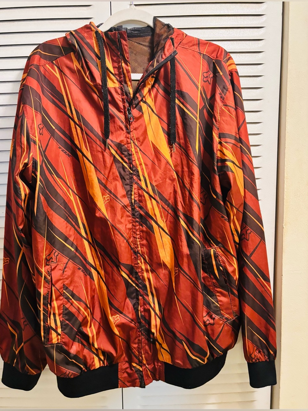 Men's Orange & Brown Hooded Windbreaker Jacket